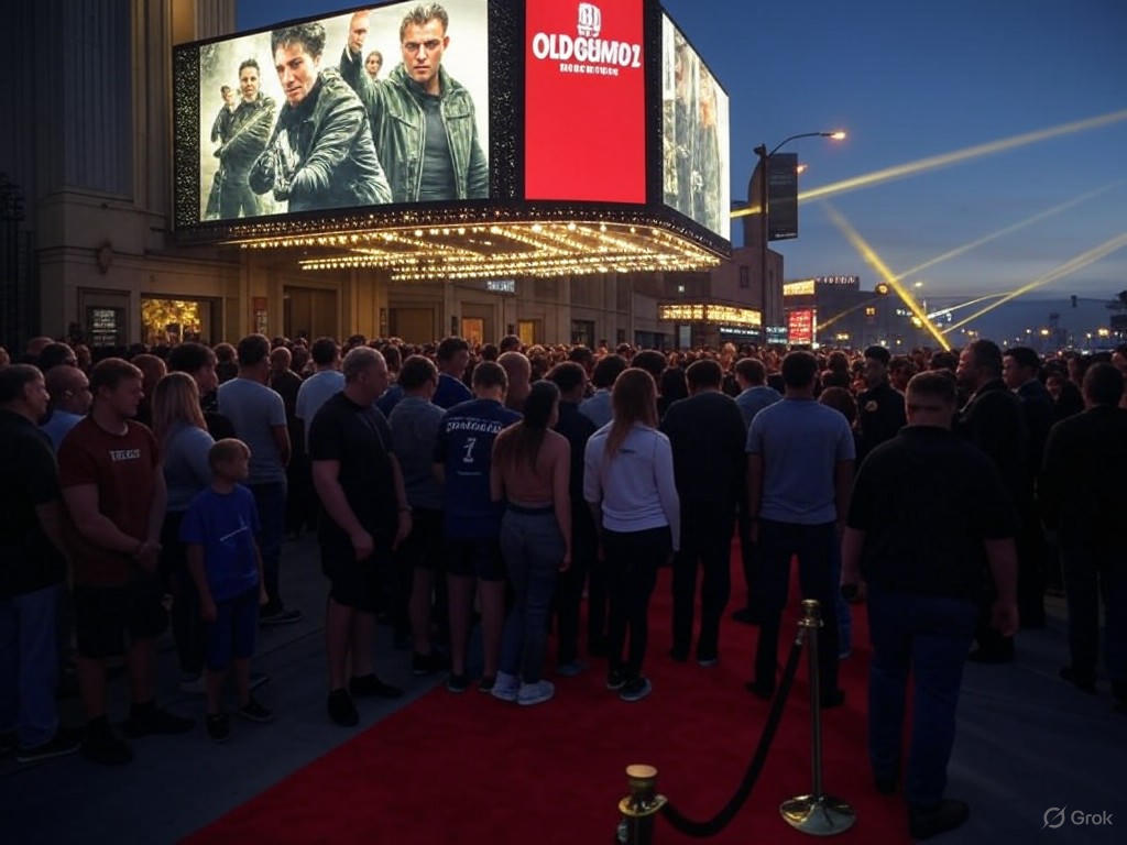 Crowds lining up for a blockbuster premiere