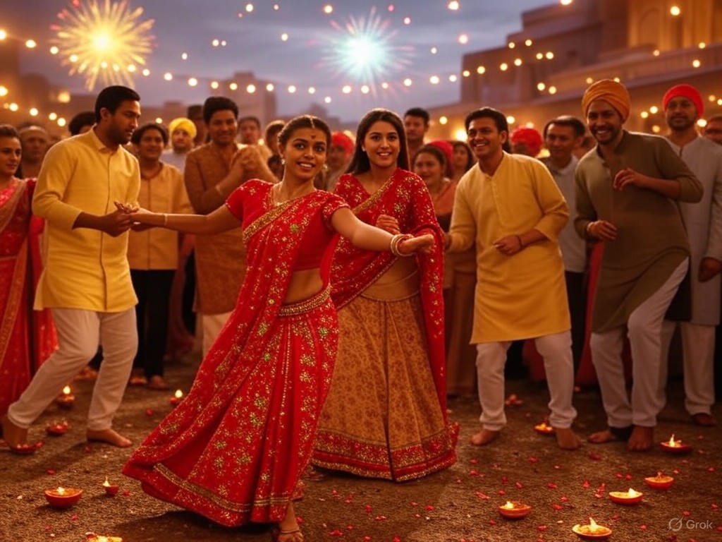 A vibrant scene from Sitaare Zameen Par showcasing cultural festivities