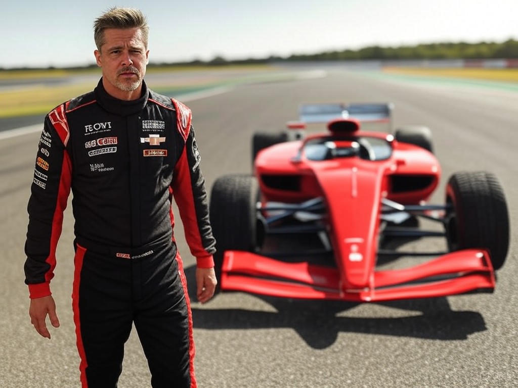 Brad Pitt at F1 Test Drive