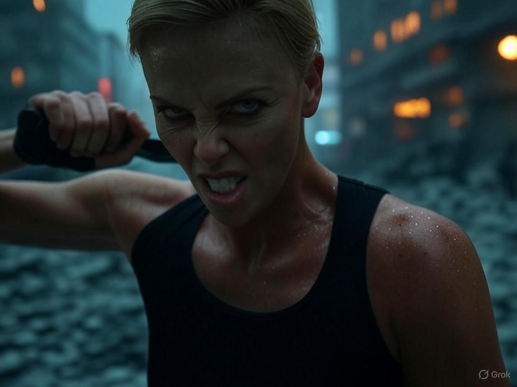 Charlize Theron in a high-intensity fight scene from The Old Guard 2