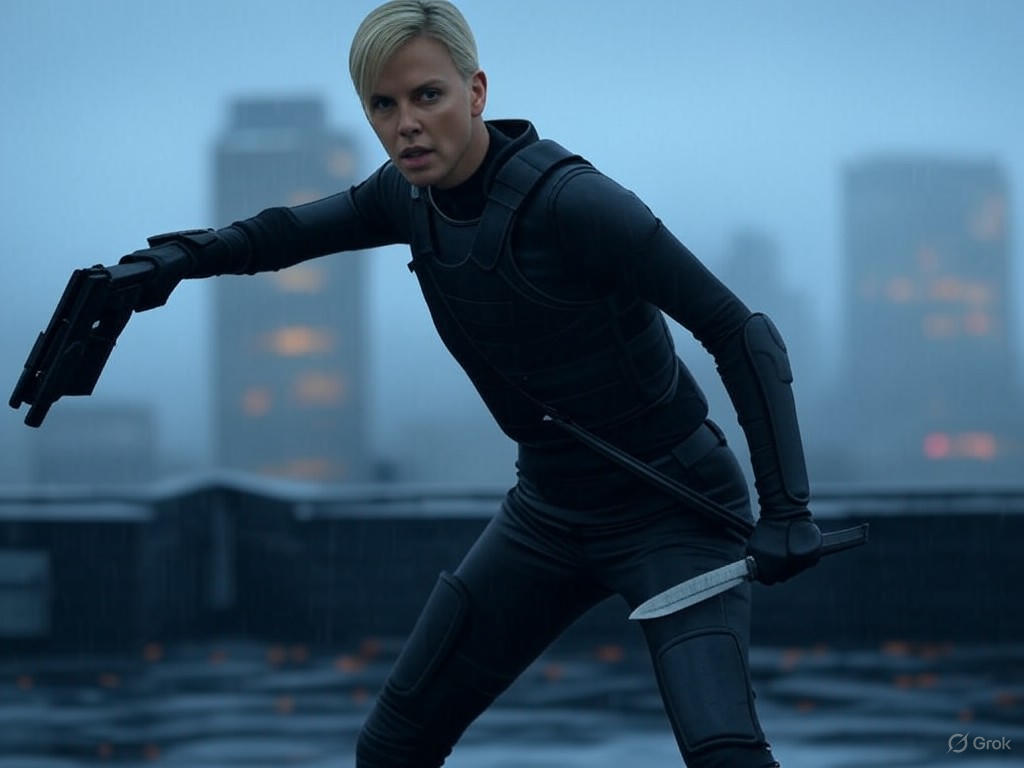 Charlize Theron in battle stance from The Old Guard 2