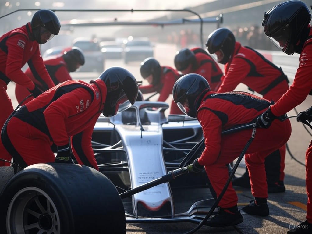 F1 pit crew in action