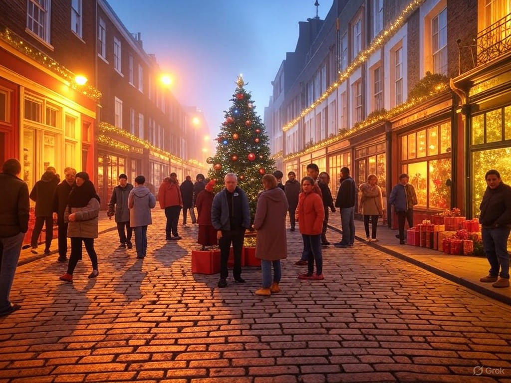 Festive British Street Scene from Christmas Karma