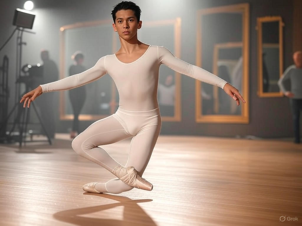 Gideon Glick in Étoile film set