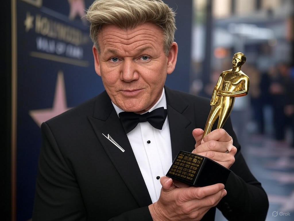 Ramsay accepting a culinary award