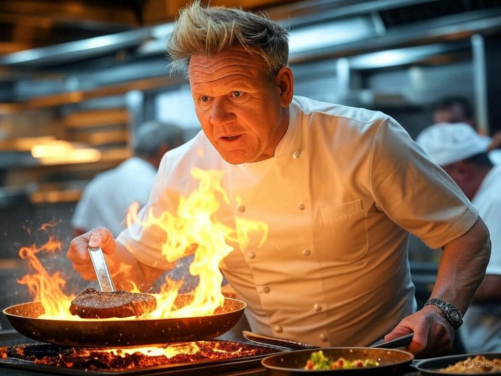 Gordon Ramsay commanding his kitchen