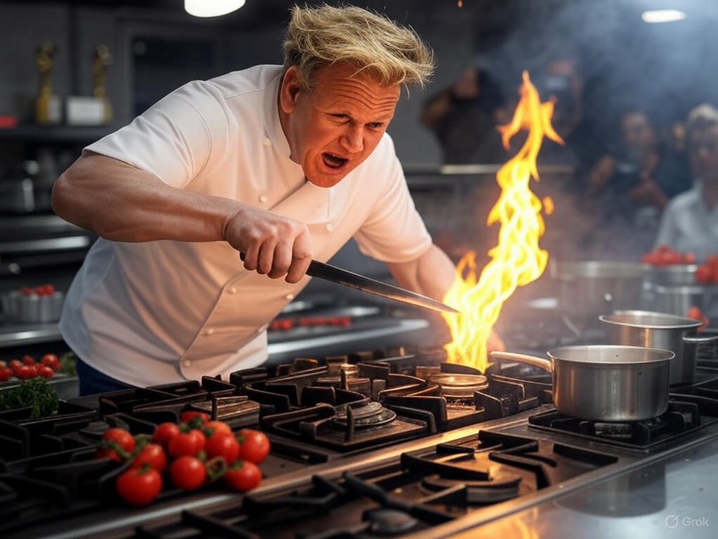 Gordon Ramsay in a heated kitchen duel