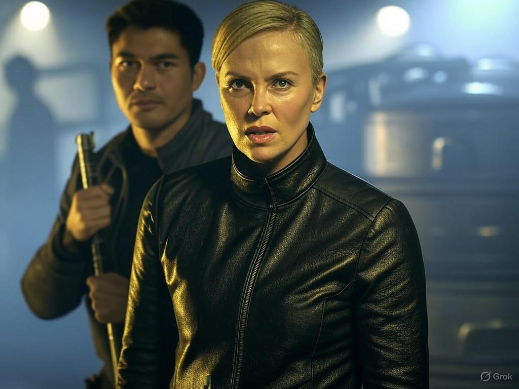 Henry Golding and Charlize Theron on set of The Old Guard 2