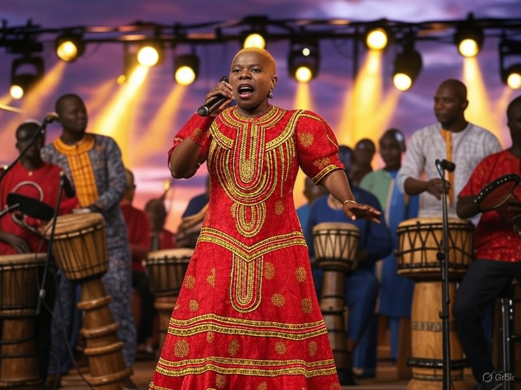 Angélique Kidjo performing at a world music festival