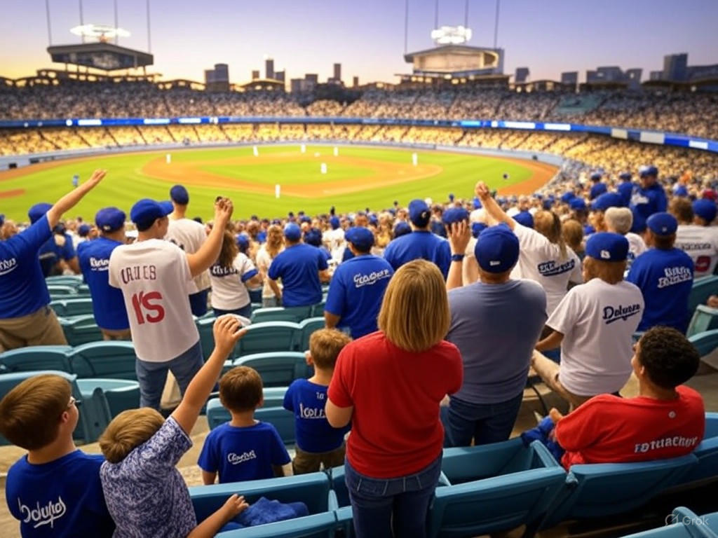 Vibrant LA sports crowd at a evening game