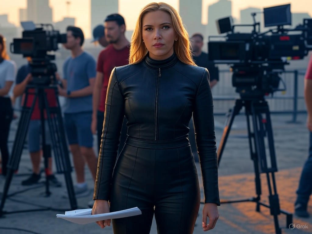 Modern Hollywood scene with empowered female lead