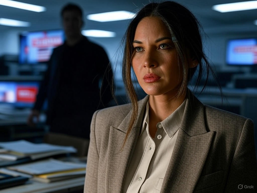 Olivia Munn in a tense Newsroom scene