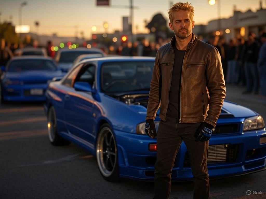 Paul Walker's character in a nostalgic racing scene