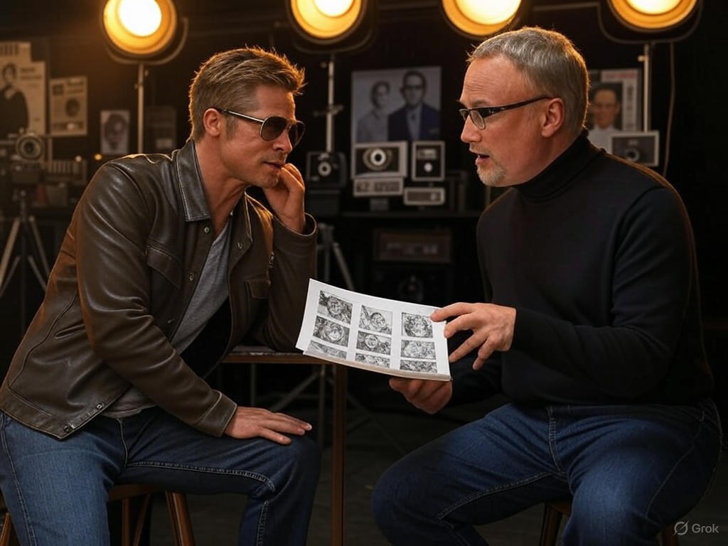 Brad Pitt and David Fincher in discussion