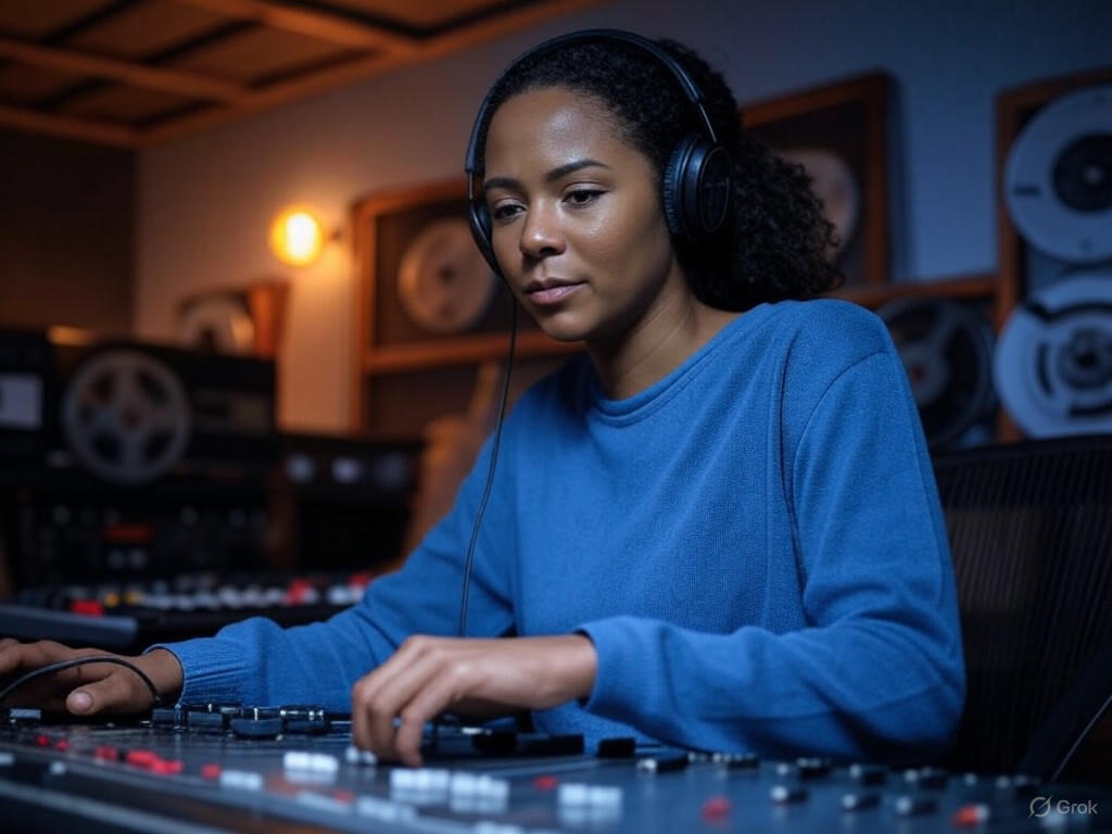 Sanaa Kelley at her mixing console