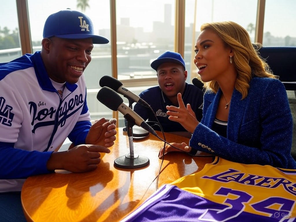 Sports Central hosts in discussion with a Hollywood star