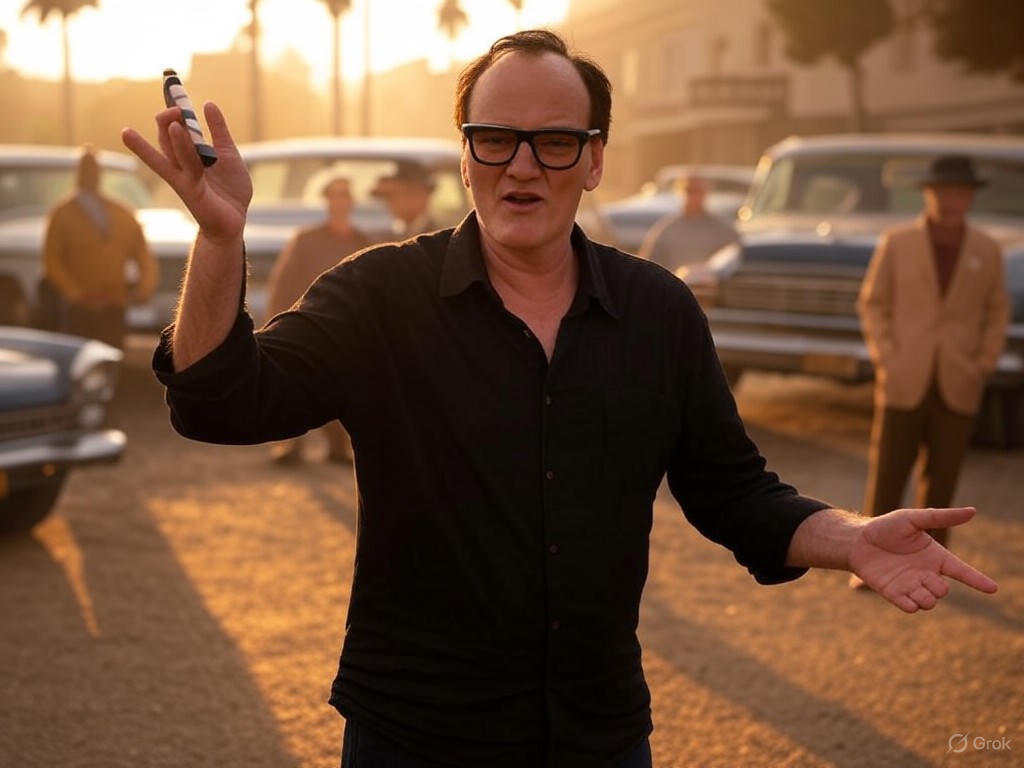 Quentin Tarantino directing on the set of Once Upon a Time