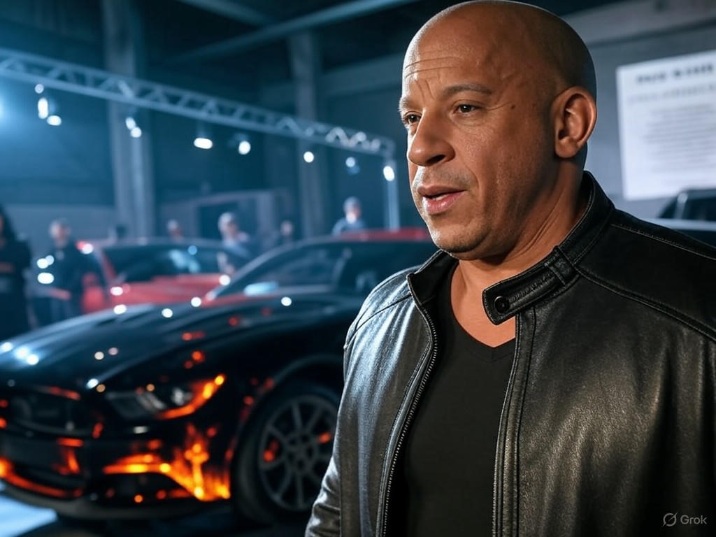 Vin Diesel on set of Fast and Furious